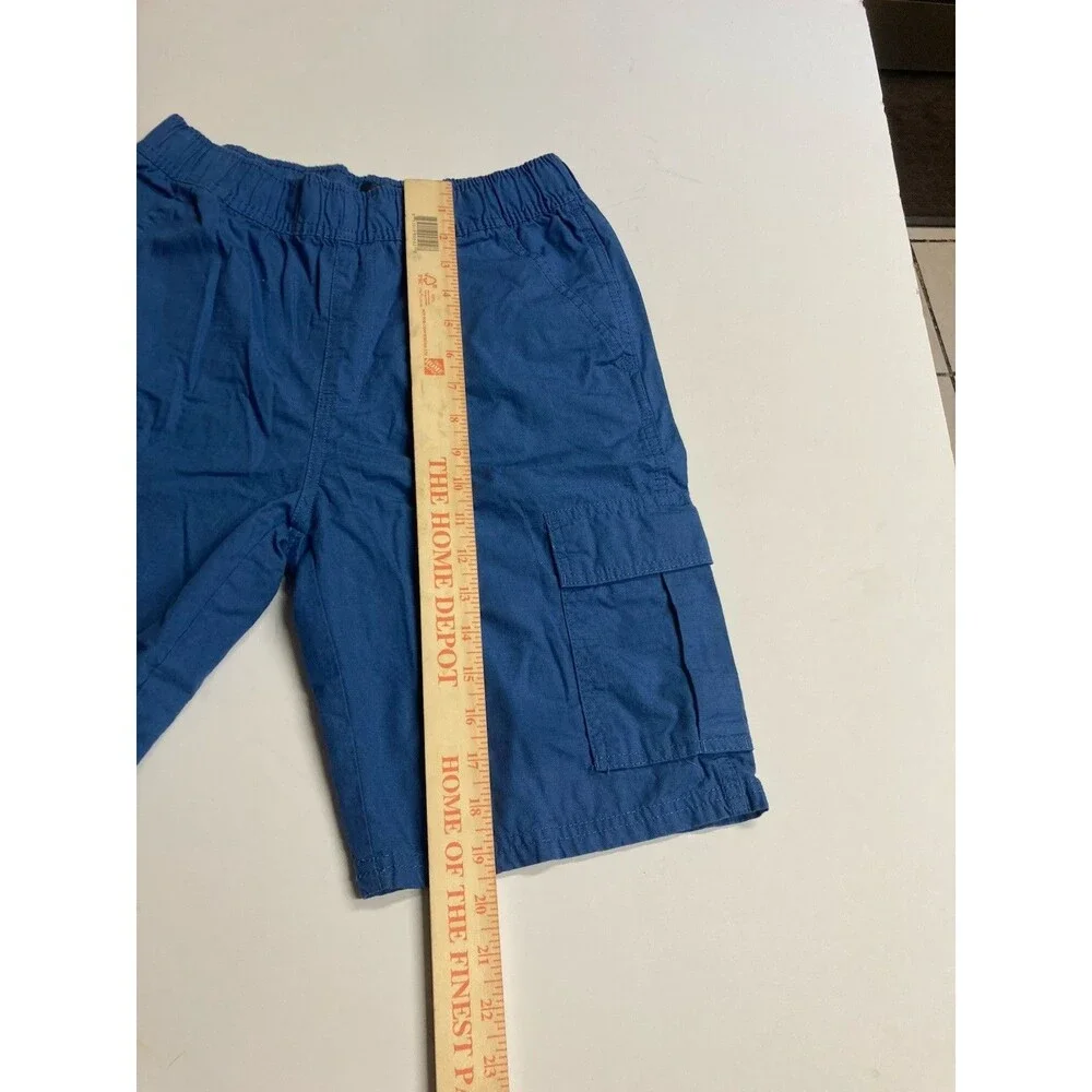 Place Boys Cargo Shorts Size 14 Blue Solid Elastic Waist Pockets